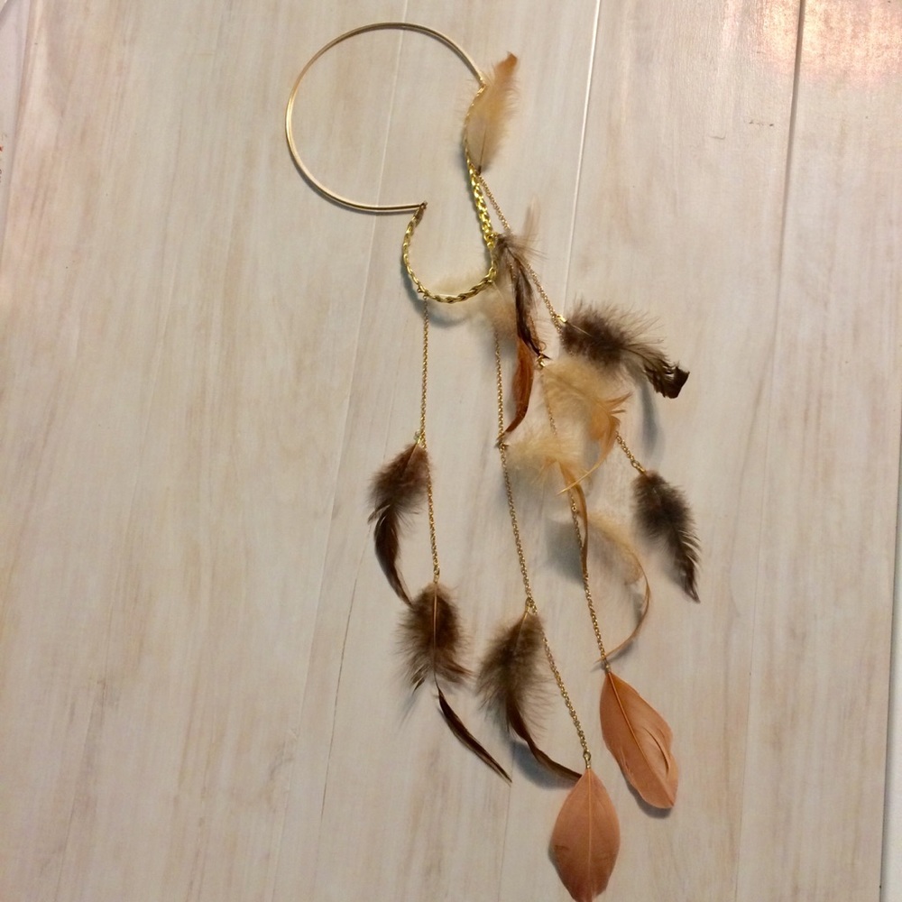 Boho Gold Feather Headband